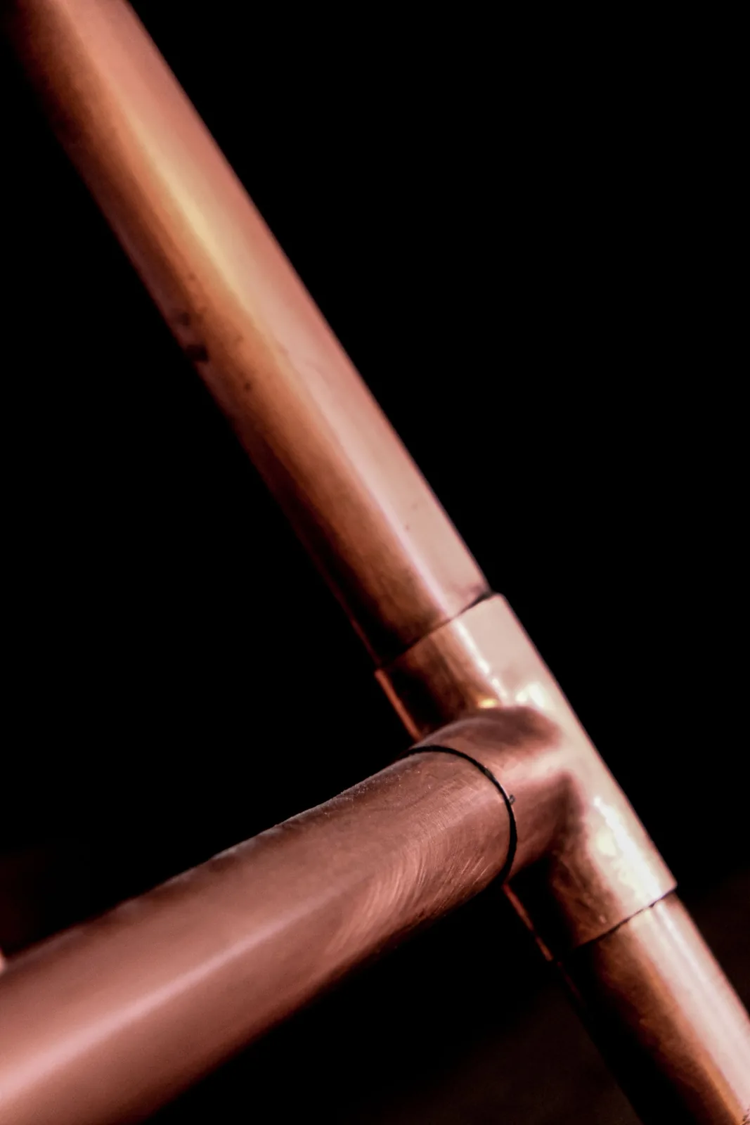Detail of a copper pipe joint