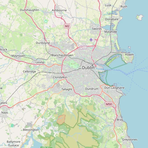 Regional map showing Dublin and the North Wicklow coast