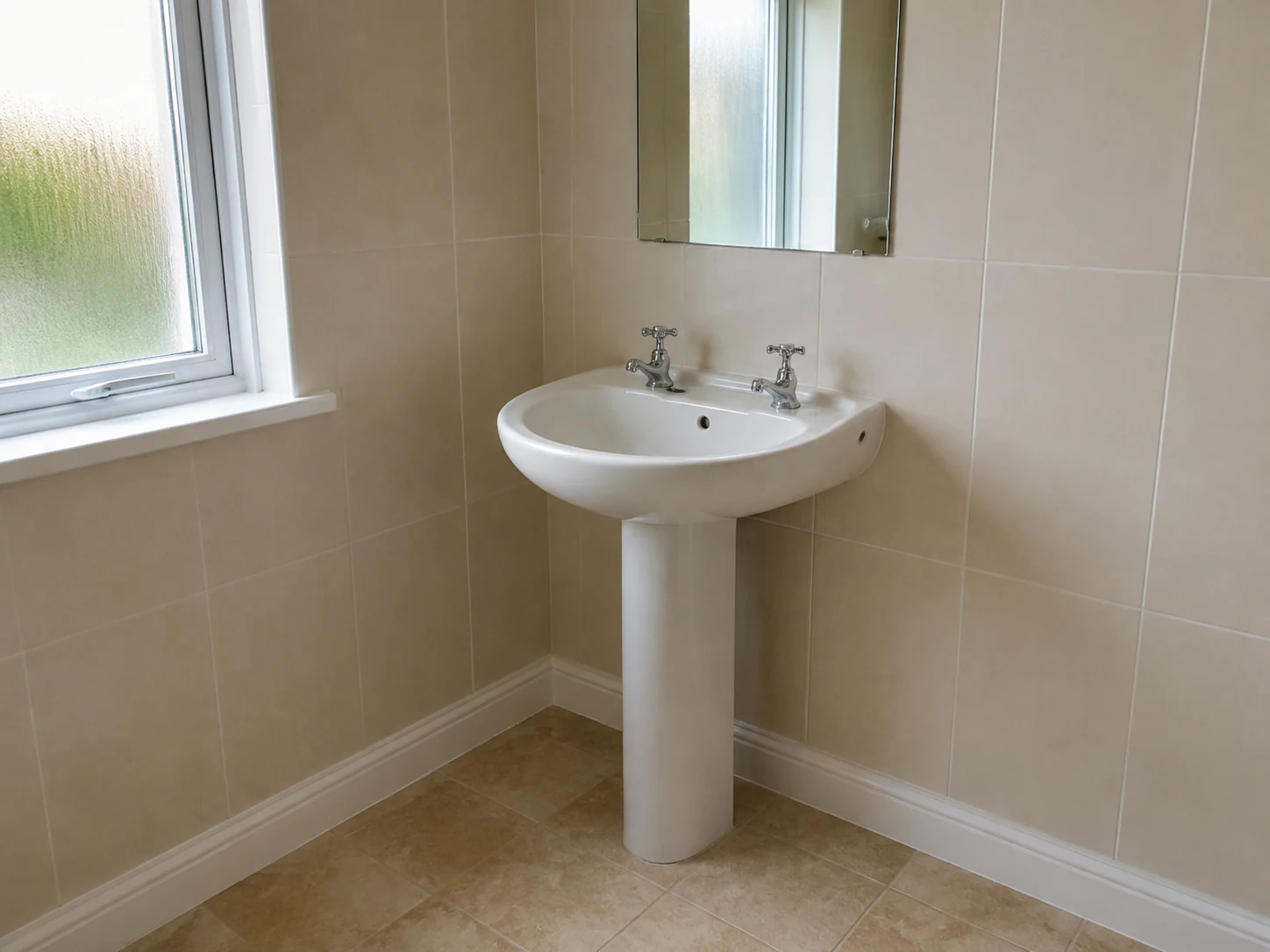 AI concept of a pedestal basin with separate taps