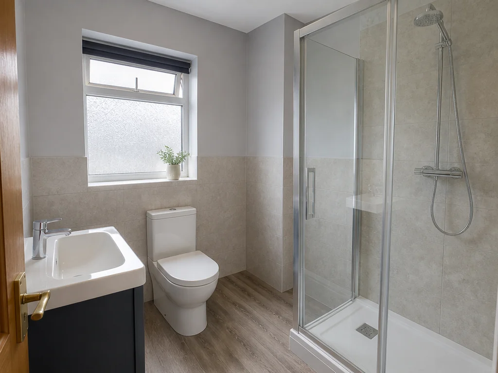 AI concept of a refreshed compact bathroom