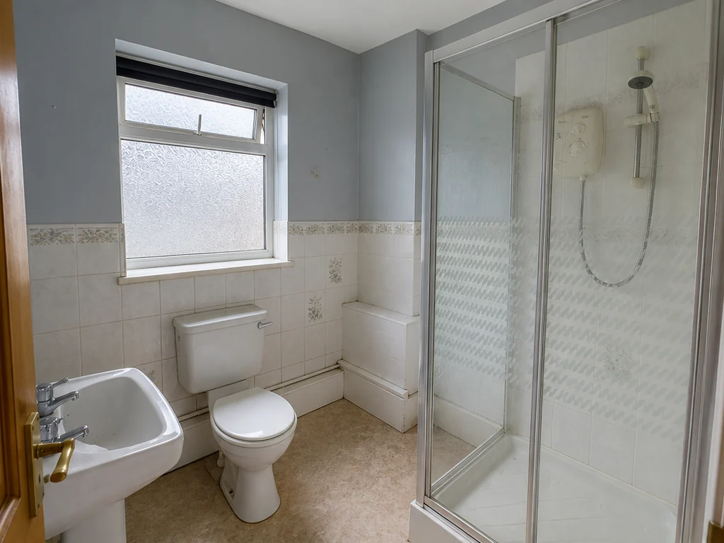 AI concept of a dated compact bathroom