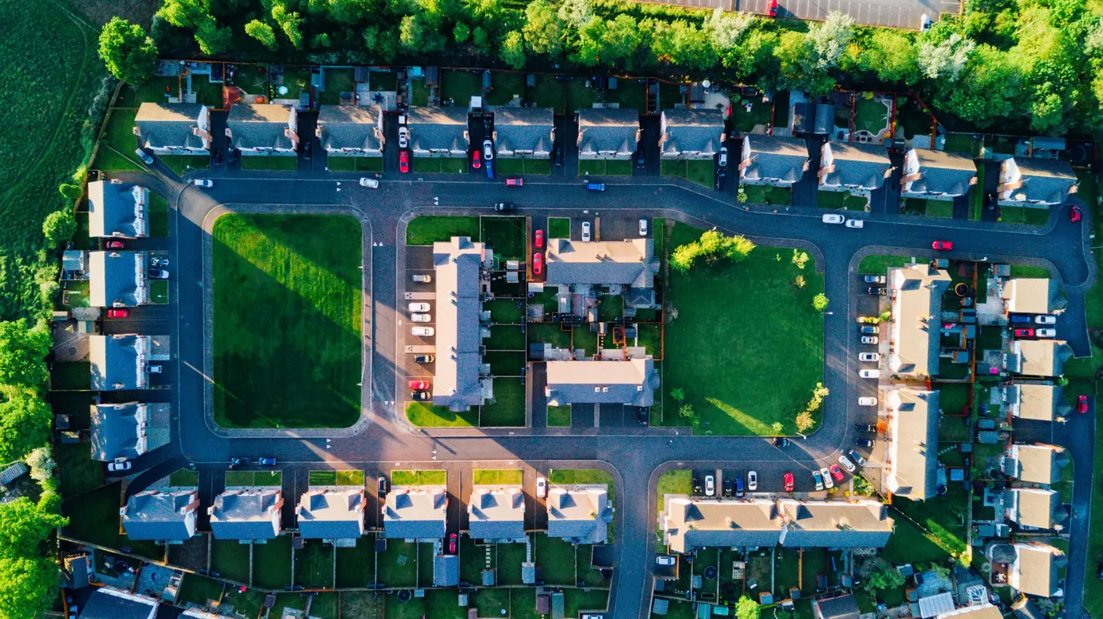 Aerial view of an Irish residential neighbourhood